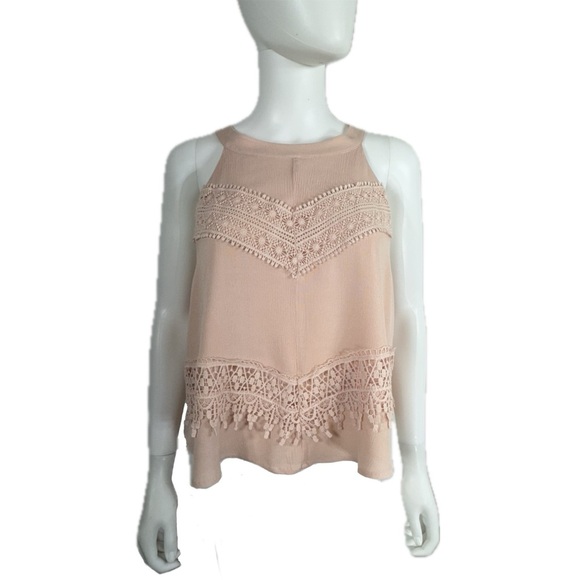 California Moonrise Blush Pink Lace Halter Blouse - Picture 1 of 7